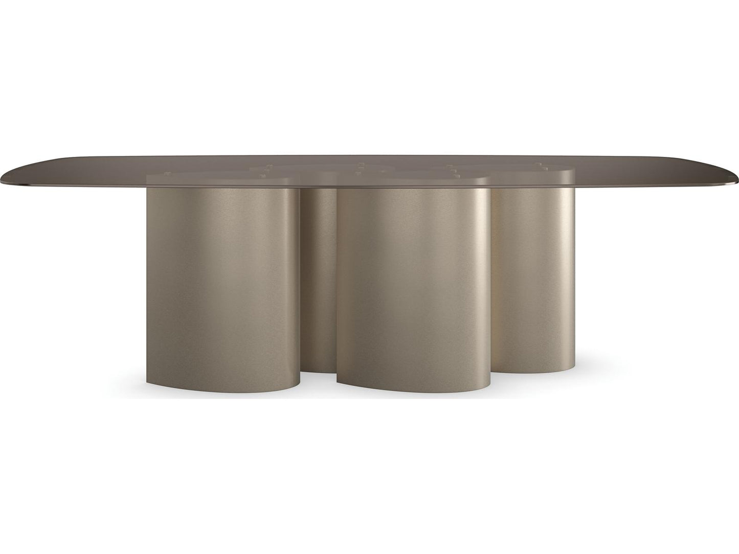 Aphelion 4 Rectangle 110-Inch Dining Table with Smoked Bronze Glass Top