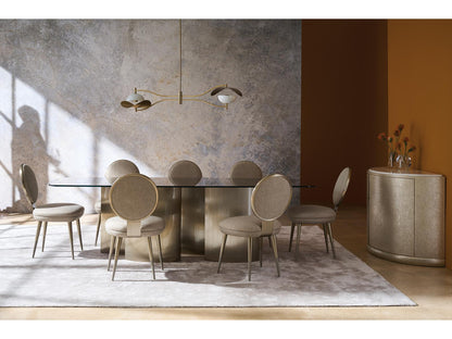 Aphelion 4 Rectangle 110-Inch Dining Table with Smoked Bronze Glass Top