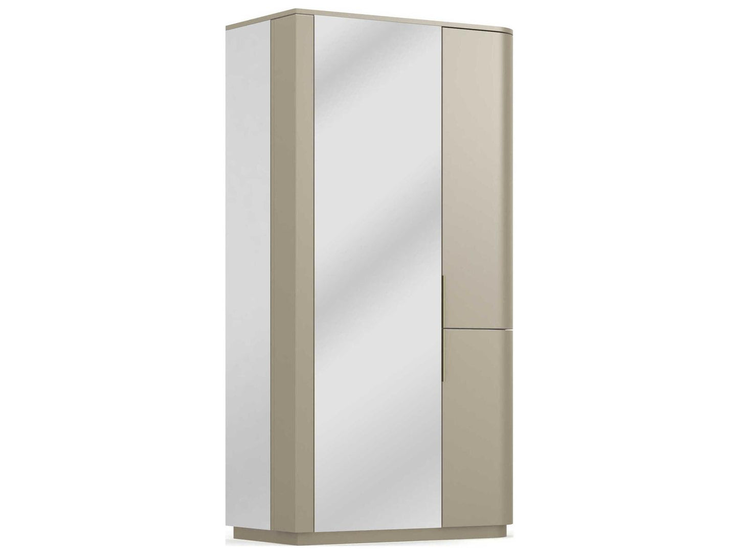 Oblique Mirrored Armoire in Soft Silver Paint Gloss and Gold