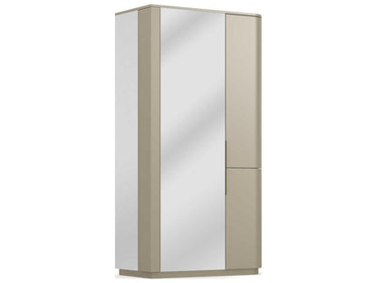Oblique Mirrored Armoire in Soft Silver Paint Gloss and Gold