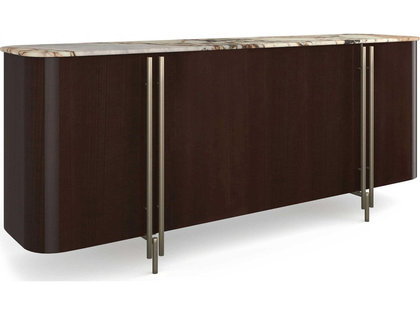 Vena Sideboard with Calcutta Viola Stone Top in Otter Gloss and Brushed Gold