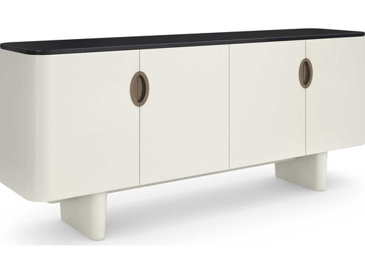 Paragon Rectangle Sideboard in Blanc Gloss and Shanxi Black Marble