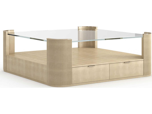 Love Square Oracle Square Coffee Table Glass Top with Whisper of Gold