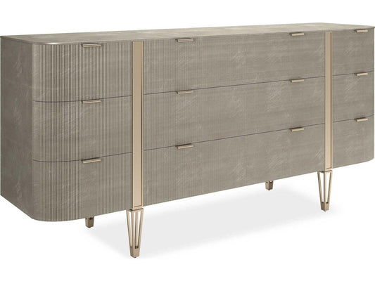 Love At First Sight 9-Drawer Dresser in Oracle Gold and Whisper of Gold