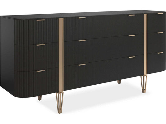 Love At First Sight 9-Drawer Dresser in Dark Chocolate and Whisper of Gold