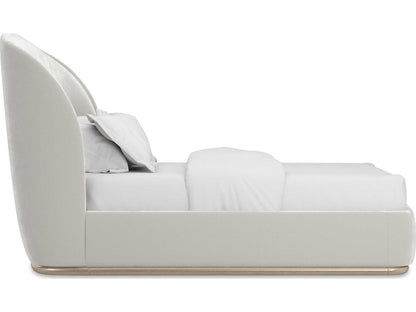 Classic Soft Silver Paint Hardwood Upholstered Queen Platform Bed