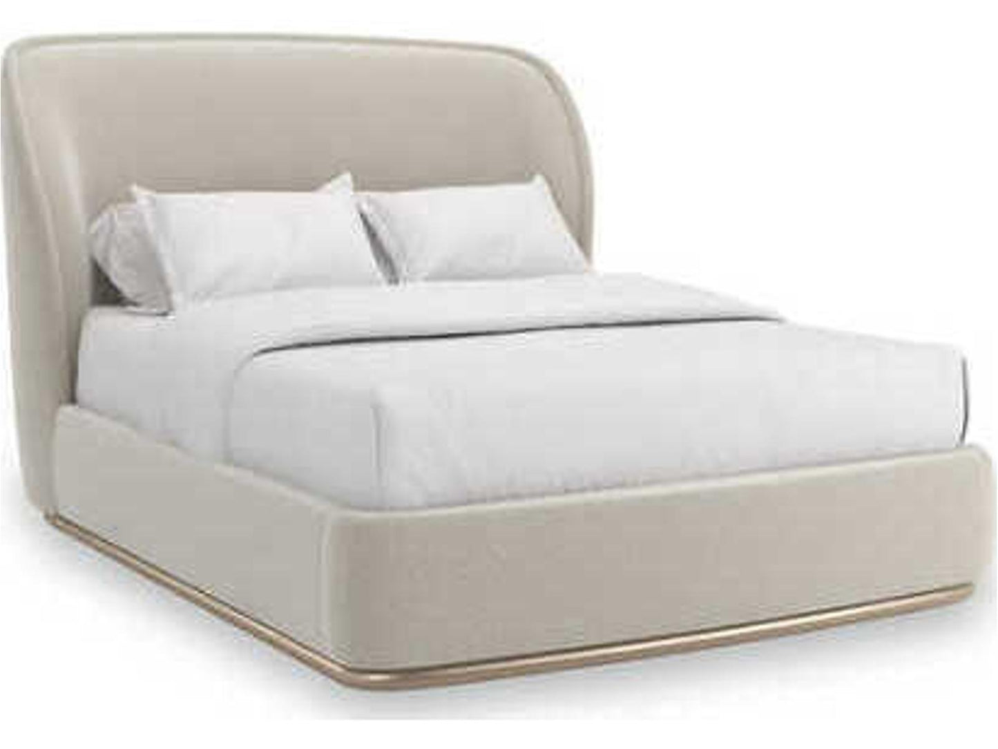 Opal King Bed in Alabaster Faux-Mohair Velvet