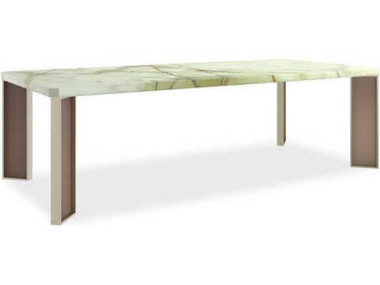 The Naturalist Rectangle 100-Inch Dining Table with Green Onyx and Brushed Gold