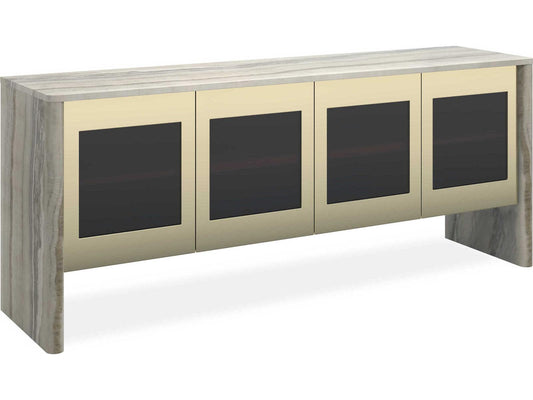 Classic Sojourn Gray Onyx Stone Sideboard with Whisper of Gold Accents