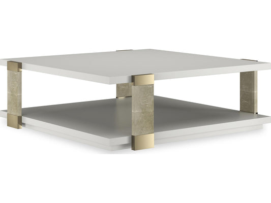 Classic I'll Take The Corner Square Coffee Table in Almond Milk and Whisper of Gold
