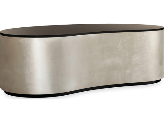 Classic Adele Kidney Coffee Table in Charcoal Leaf and Smoked Bronze Glass
