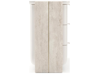 Overlap Light Dresser in Latte Gloss with Travertine and Whisper of Gold