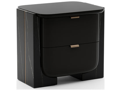 Overlap Small Nightstand Dark in Piano Black and Whisper of Gold