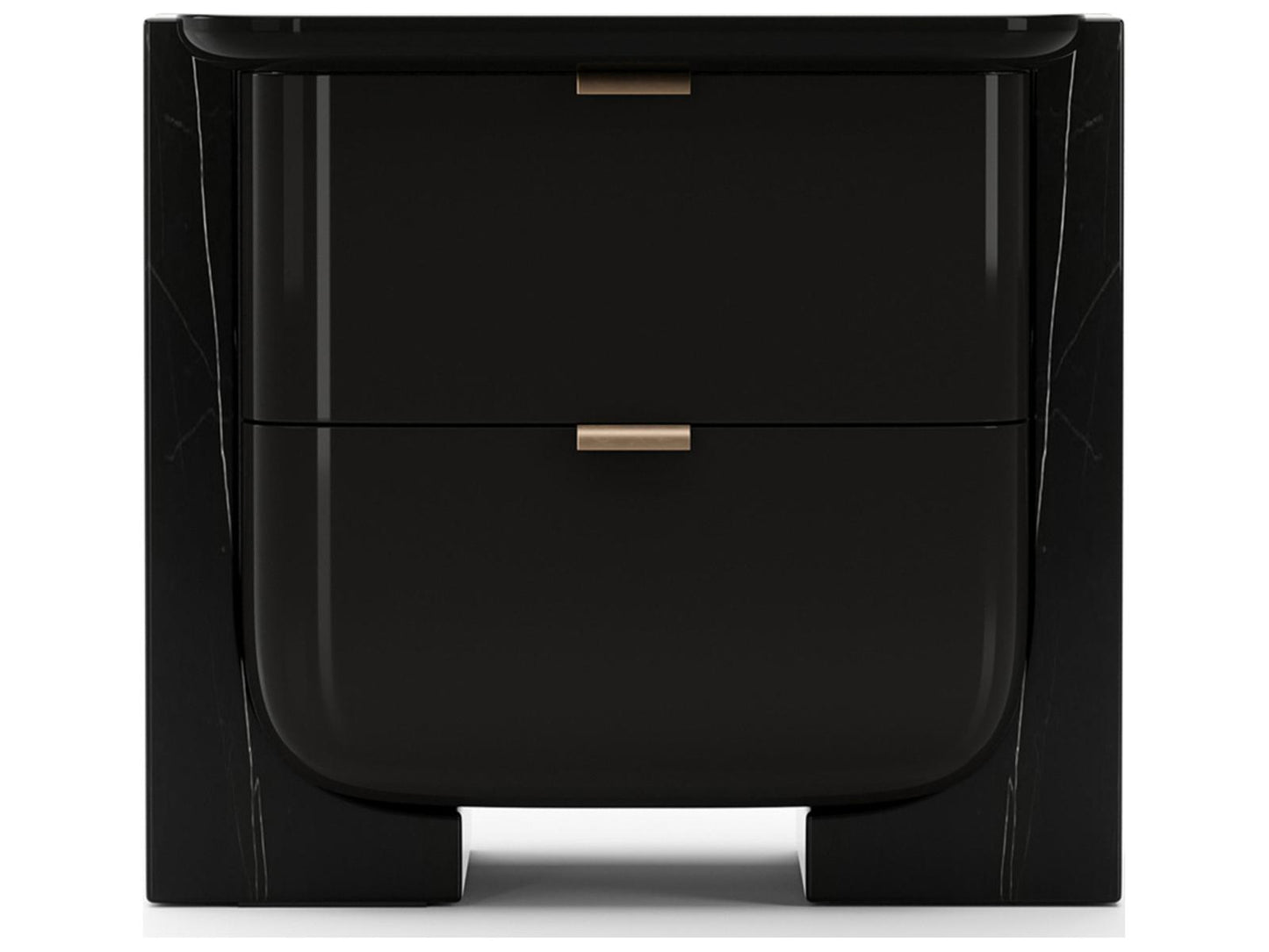 Overlap Small Nightstand Dark in Piano Black and Whisper of Gold
