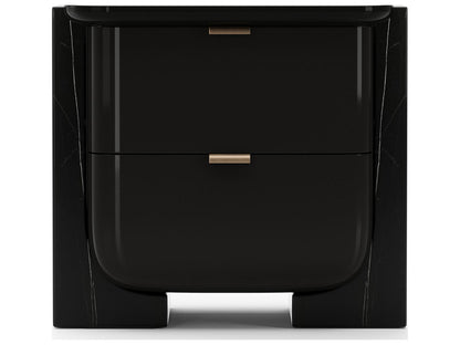 Overlap Small Nightstand Dark in Piano Black and Whisper of Gold