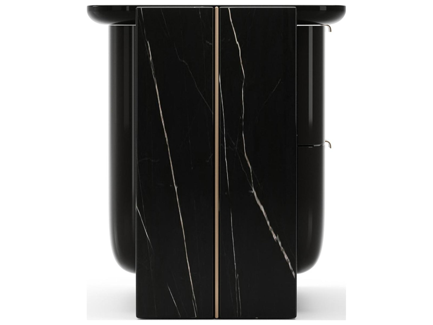 Overlap Small Nightstand Dark in Piano Black and Whisper of Gold