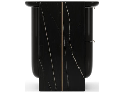 Overlap Small Nightstand Dark in Piano Black and Whisper of Gold
