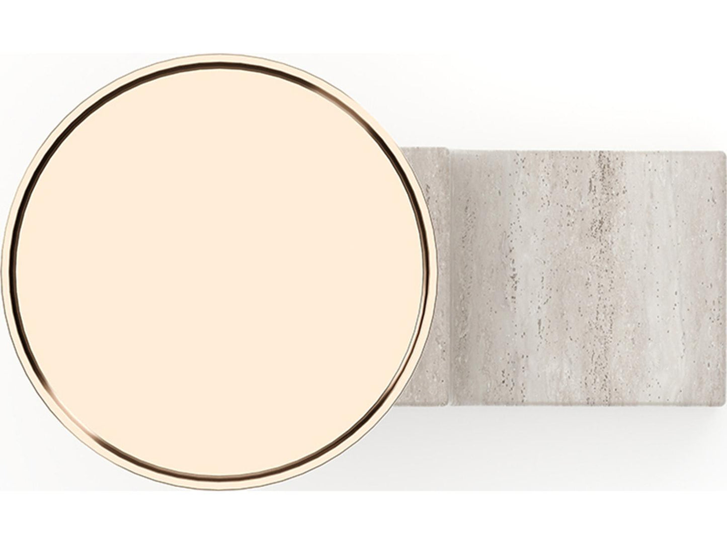 Overlap Nightstand Base Light in Whisper of Gold with Travertine