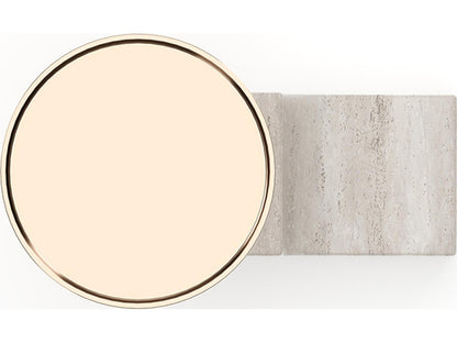 Overlap Nightstand Base Light in Whisper of Gold with Travertine