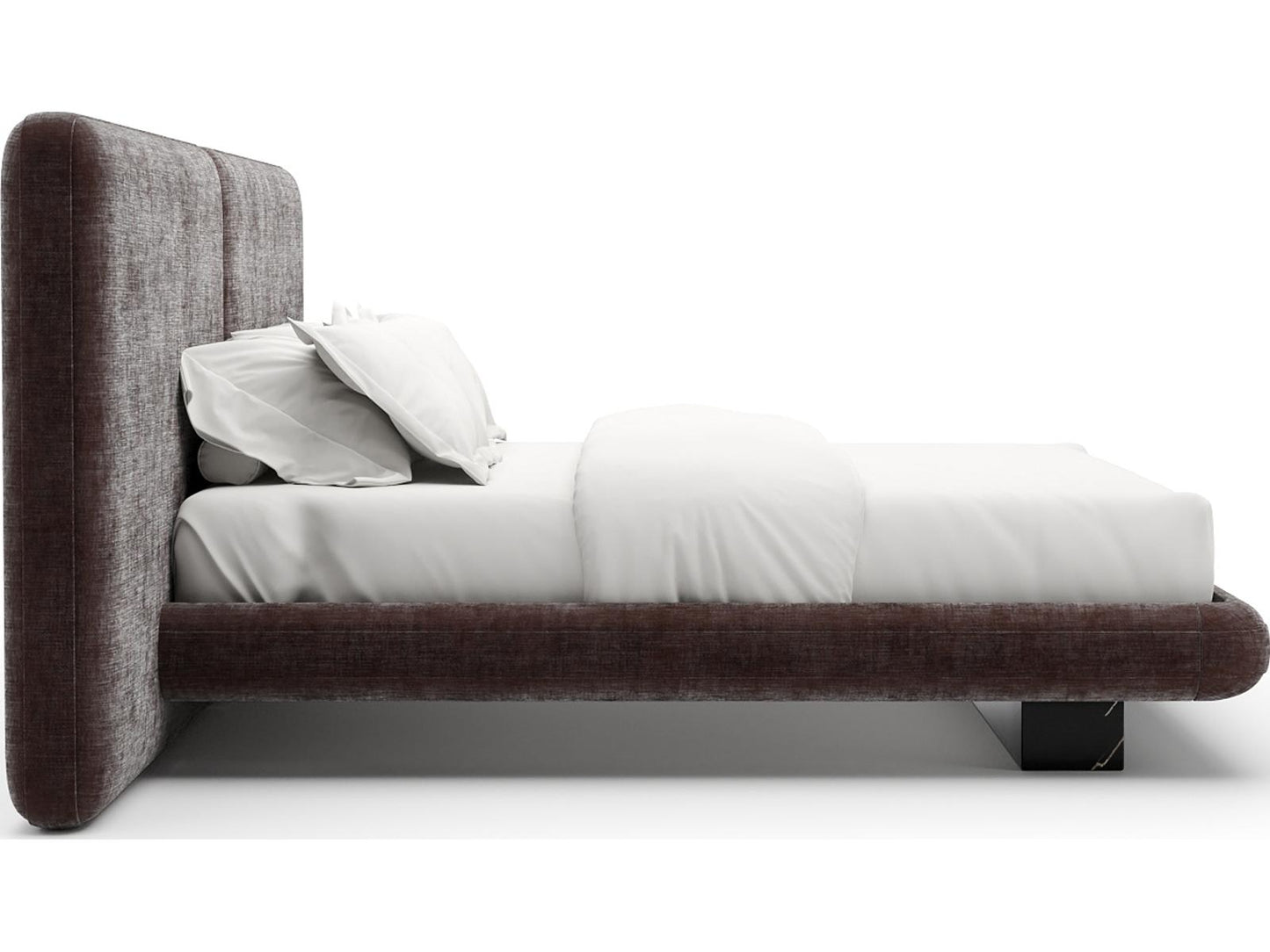 Overlap Upholstered King Bed in Dark Taupe Vintage Velvet