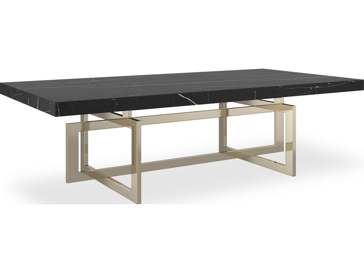 Wish You Were Here Rectangle Coffee Table in Black Marble and Whisper of Gold