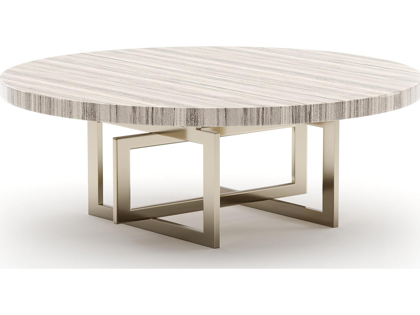 Wish You Were Here Round Coffee Table with Sandstone Top in Whisper of Gold
