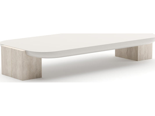 Overlap Rectangle Coffee Table Piano Black and Nero Marquina Stone