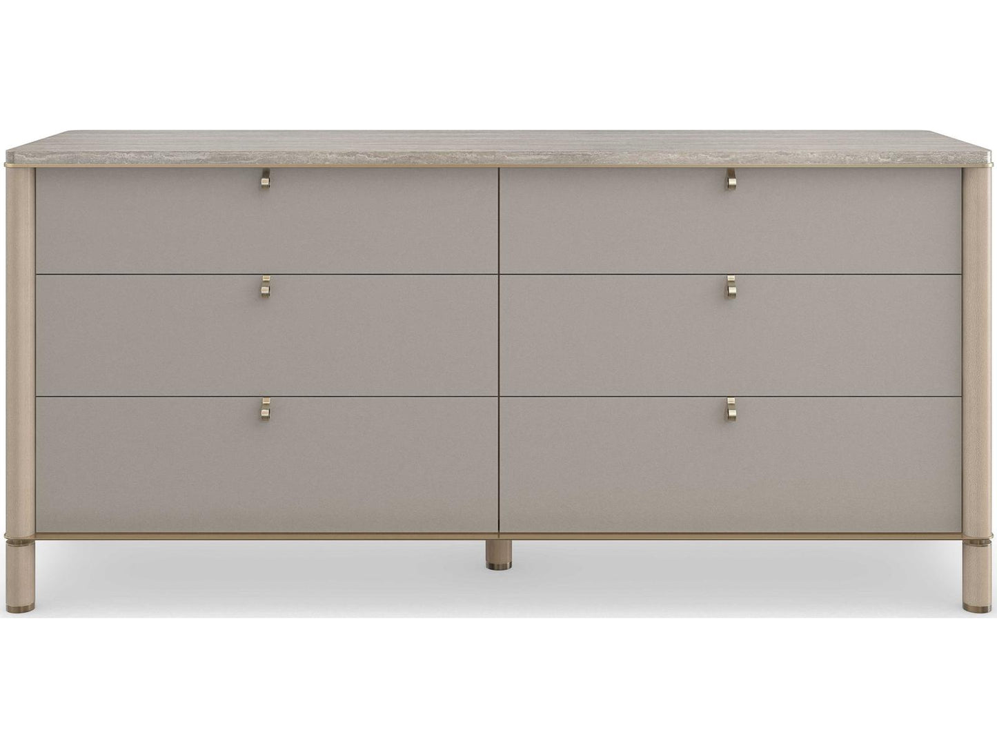 Modern Principles Balance Dresser with Silver Travertine Top and Lucent Bronze Accents