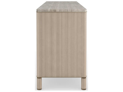 Modern Principles Balance Dresser with Silver Travertine Top and Lucent Bronze Accents