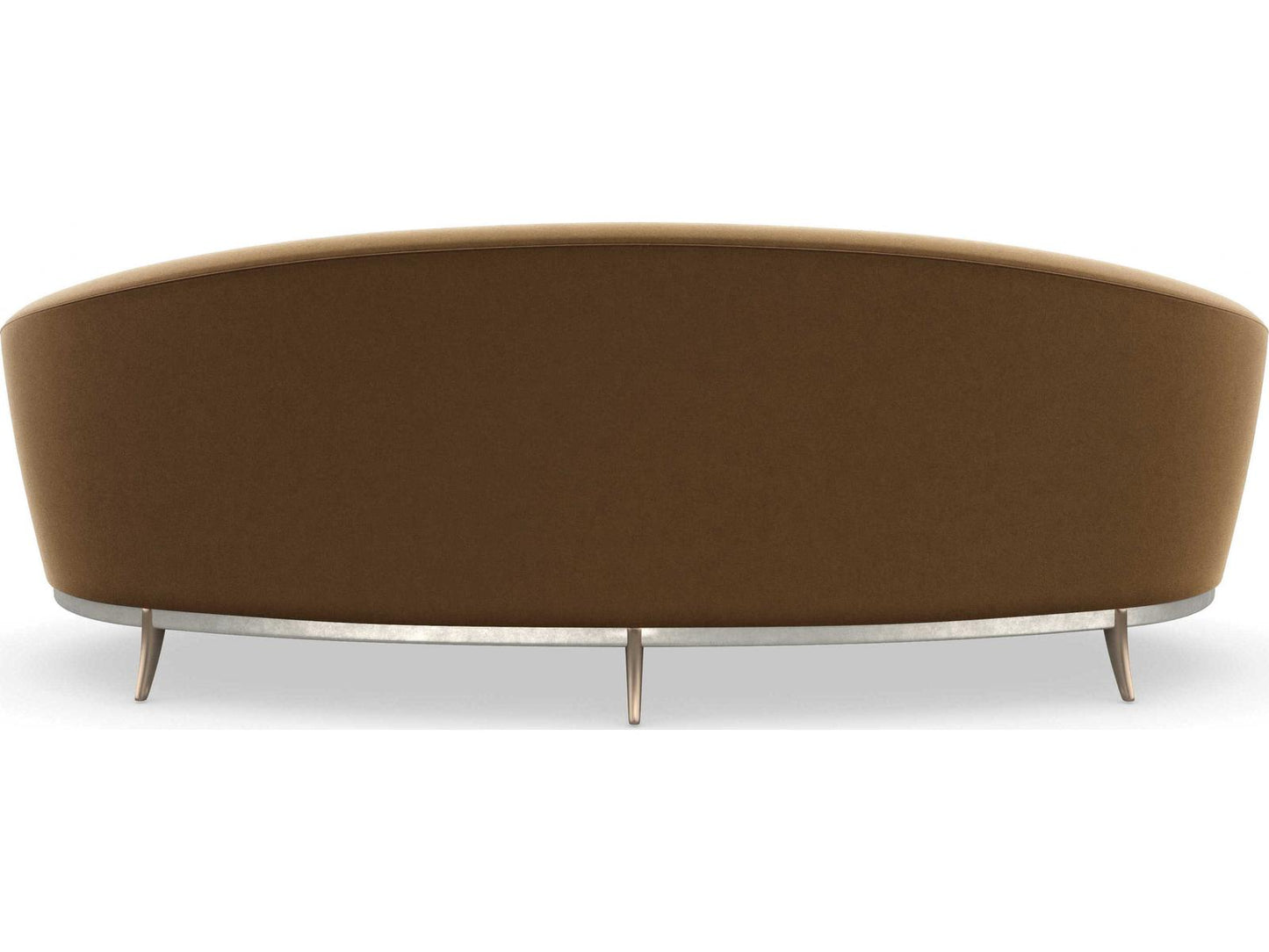 Main Event 3-Seat Velvet Sofa in Caramel with Dusty Silver and Bronze Accents