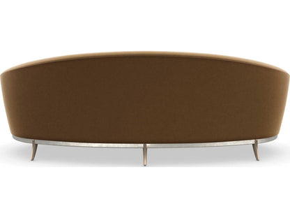 Main Event 3-Seat Velvet Sofa in Caramel with Dusty Silver and Bronze Accents