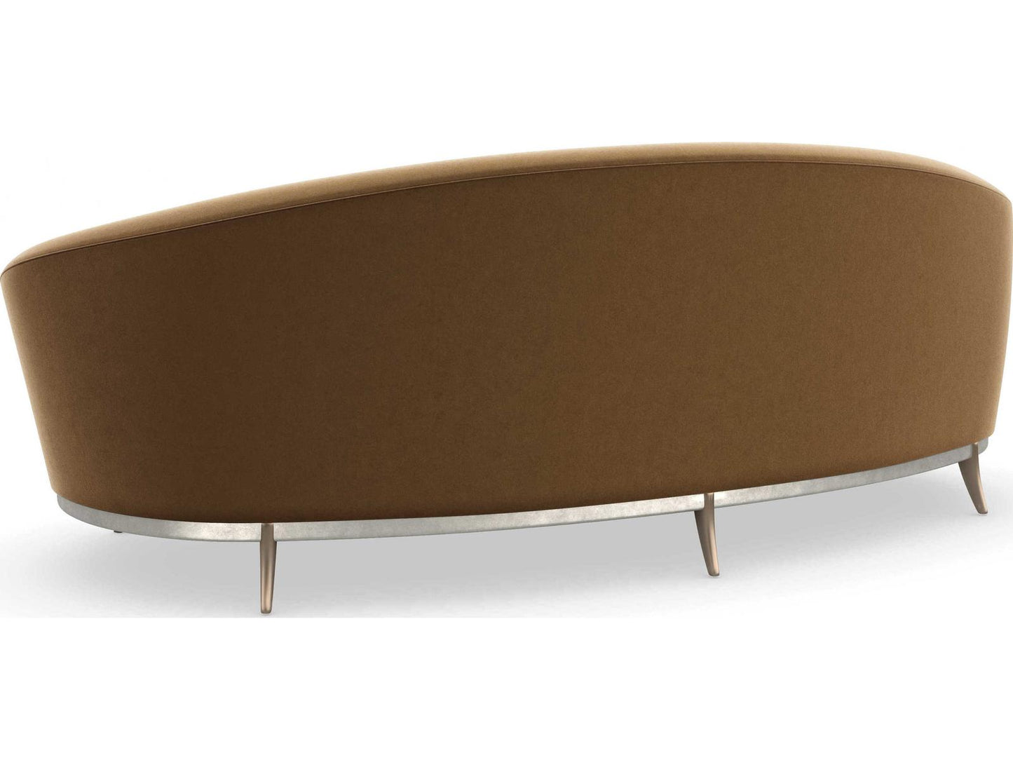 Main Event 3-Seat Velvet Sofa in Caramel with Dusty Silver and Bronze Accents
