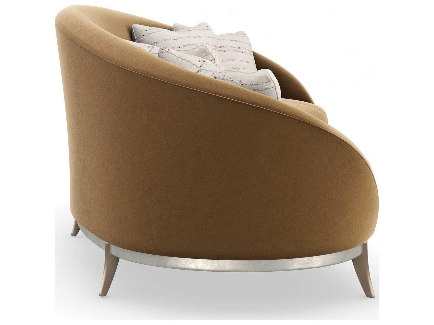 Main Event 3-Seat Velvet Sofa in Caramel with Dusty Silver and Bronze Accents