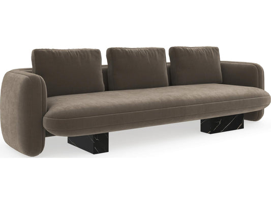 Overlap 3-Seat Vintage Velvet Sofa in Dark Taupe