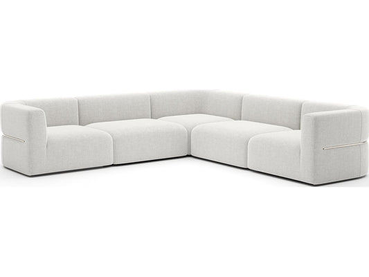 Rhythm L-Shape Modular Ribbed Linen Sectional Sofa in Neutral Metallic