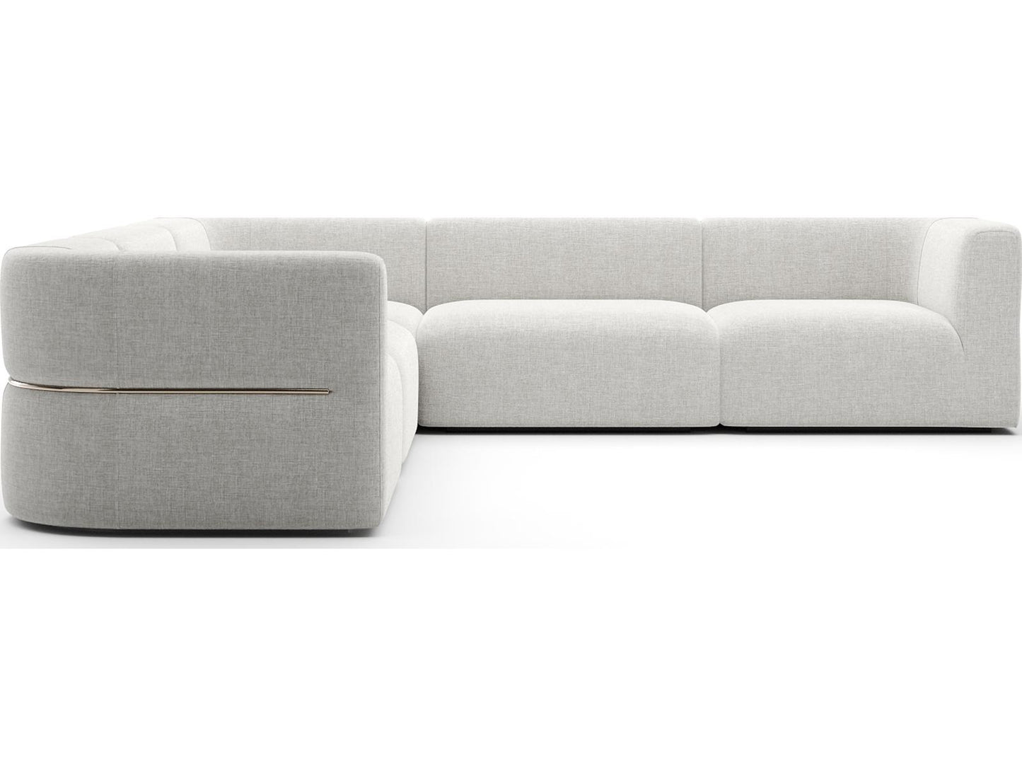 Rhythm L-Shape Modular Ribbed Linen Sectional Sofa in Neutral Metallic