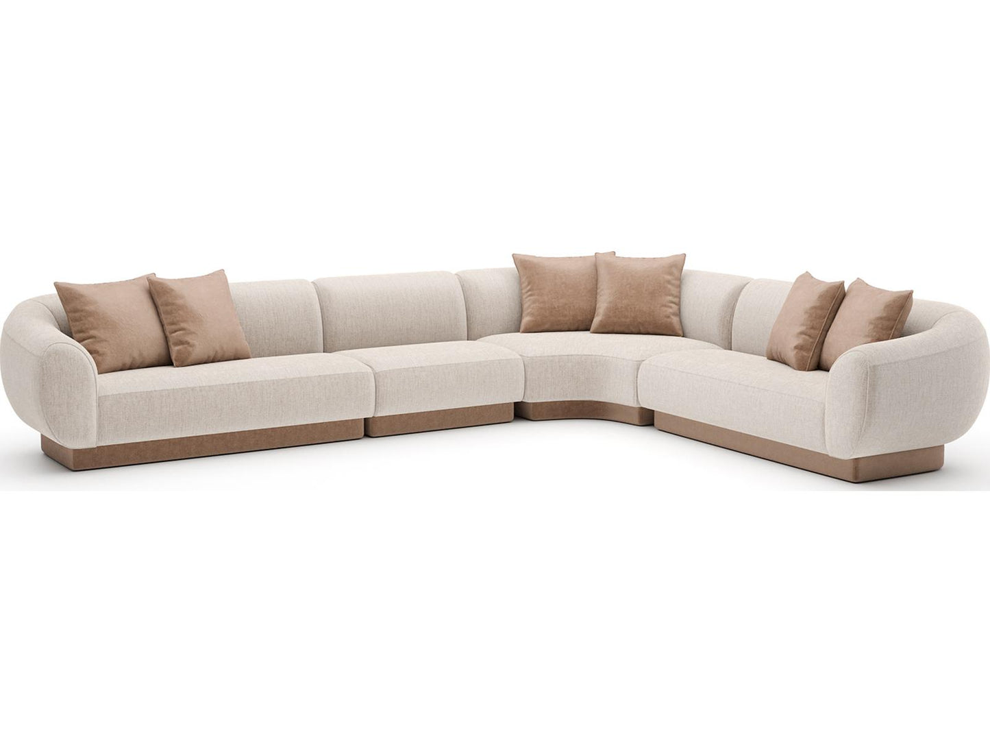 Seta L-Shaped 4-Piece Modular Polyester Blend Sectional in Oatmeal Tan
