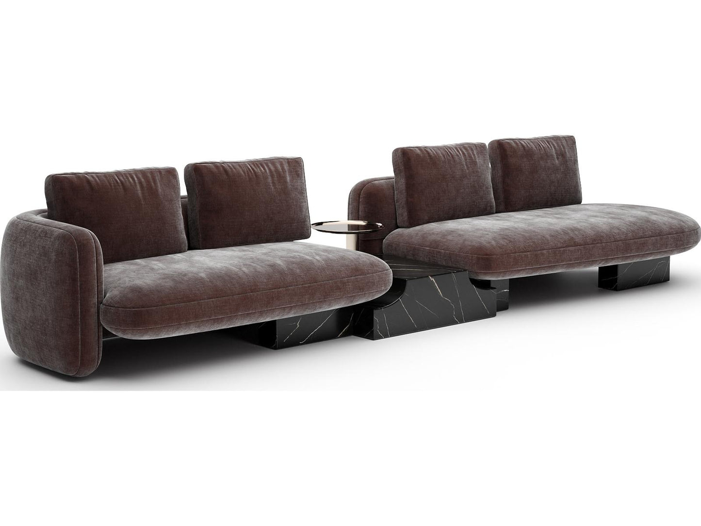 Overlap Right Bumper Sectional in Dark Taupe Fabric