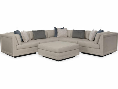 Fusion 6-Piece Modular Fabric Sectional Sofa with Ottoman in Simply Black