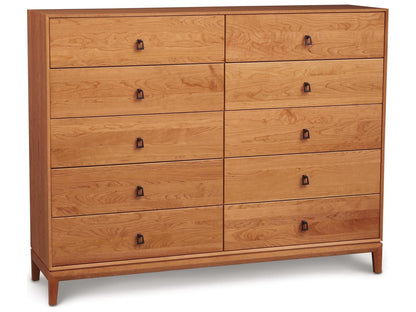 Mansfield 10-Drawer Solid Wood Double Dresser in Natural Walnut