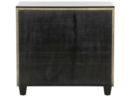 Pendry 2-Drawer Nightstand in Antique Gold and Black Shagreen
