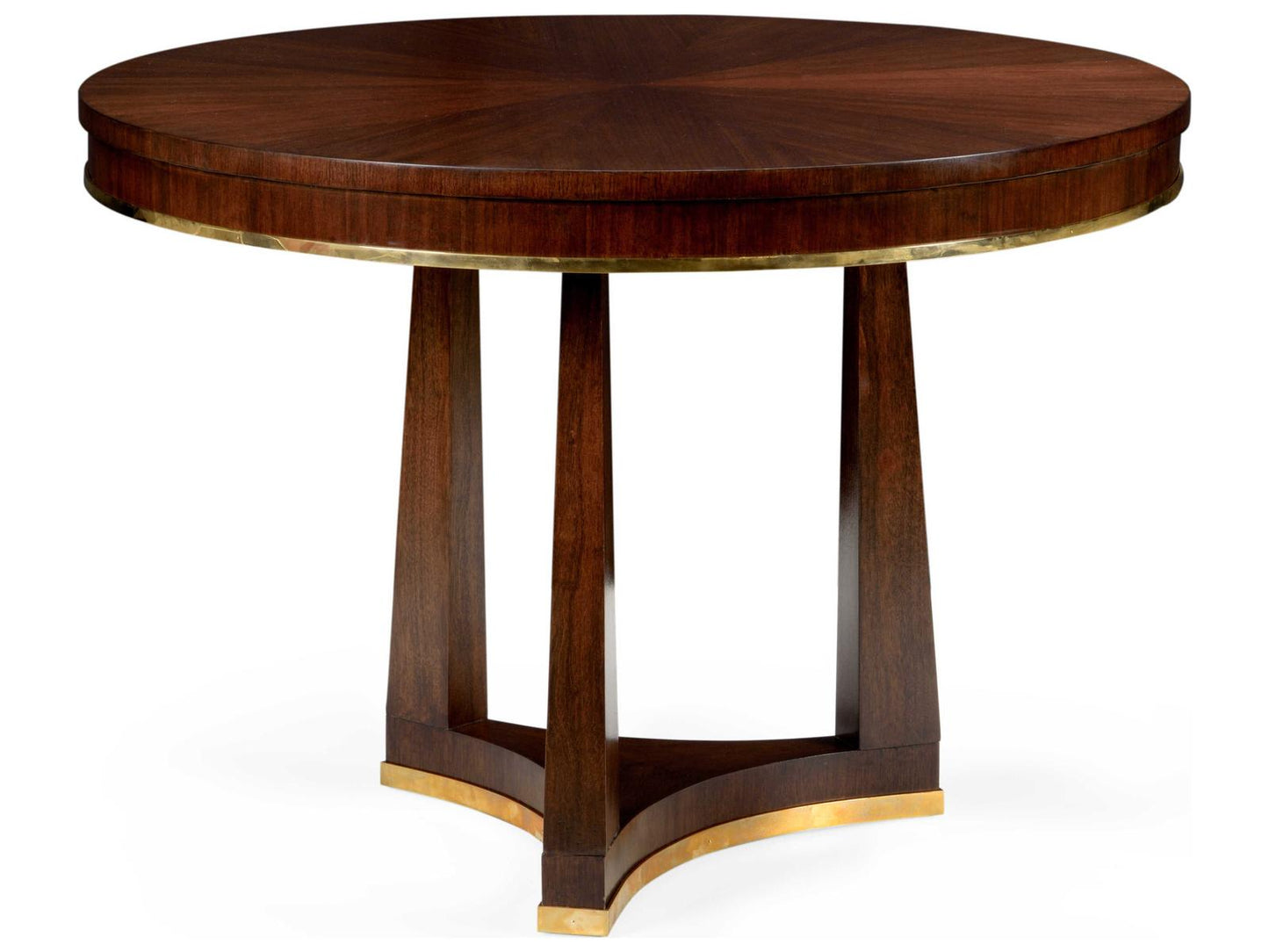 Wesley 42-Inch Square Entry Table Walnut Veneer with Brass Trim
