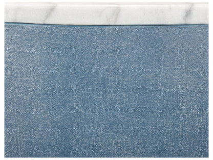Elizabeth Wicker Aqueduct Round Marble Blue White End Table -
