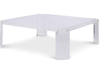 Thomas O'Brien Phoenix Square Coffee Table with Glass Top and Acrylic Base