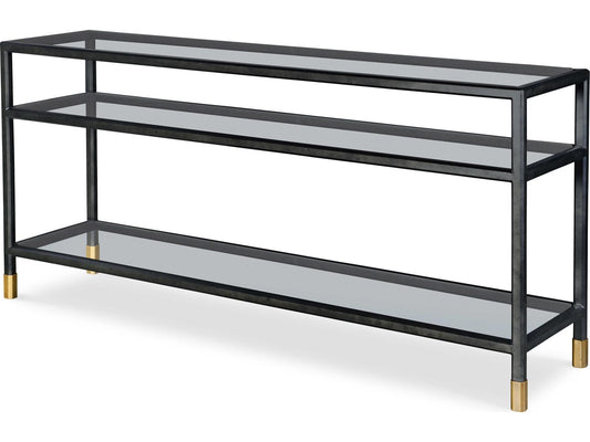 Thomas O'Brien Jennings Glass Console Table in Black and Gold