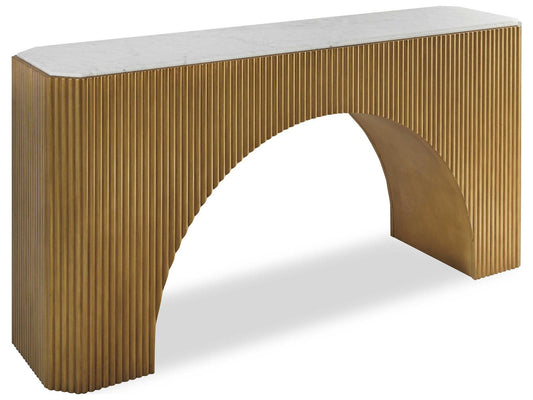 Compositions Console Table Gold Leaf with Marble Top