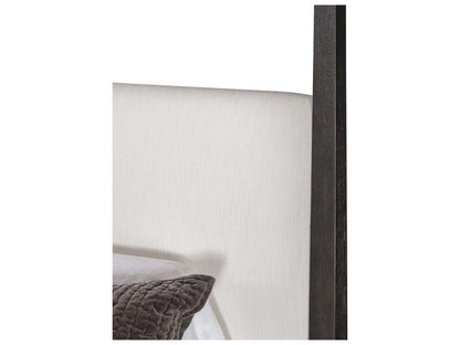 Cadence Mocha Antique Brass Brown Oak Wood King Canopy Bed