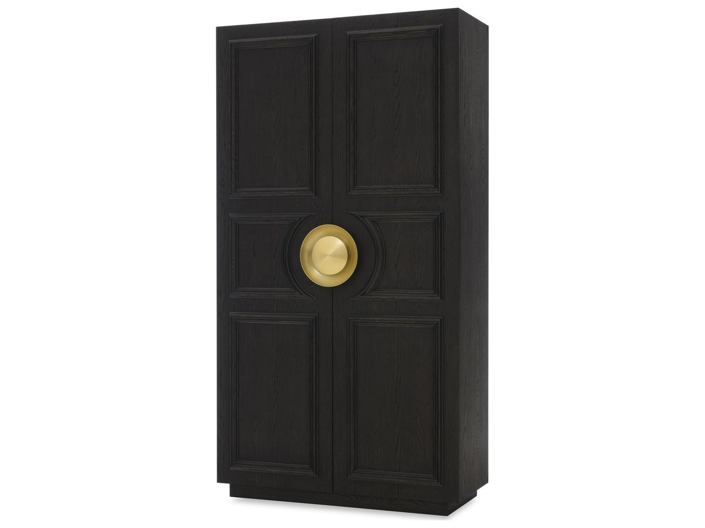 Cadence Mocha Wood Wardrobe with Antique Brass Hardware