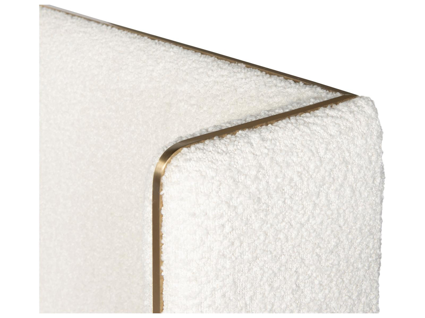 Cadence Upholstered Wing King Bed with Antique Brass Trim