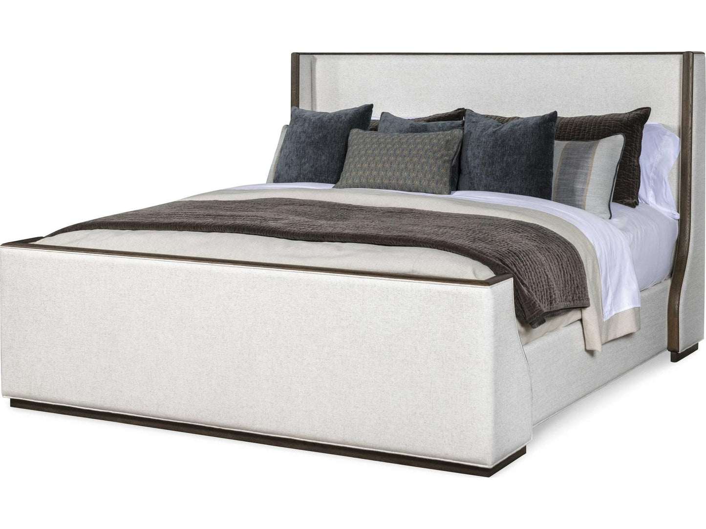 Monterey Upholstered King Bed Hawthorne Dark with Beige Linen